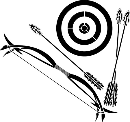 bow and target. stencil. vector illustrationのイラスト素材