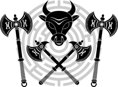 minotaur. stencil. first variant. vector illustrationのイラスト素材