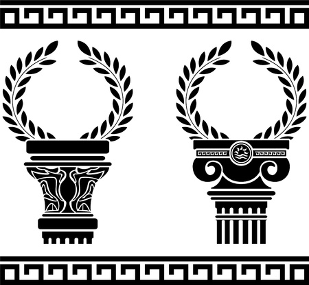 greek columns with wreaths. stencil. のイラスト素材