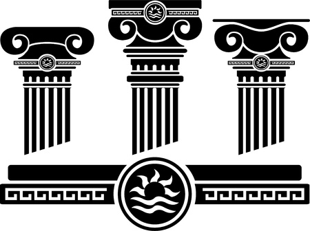 ionic columns and pattern. stencil. のイラスト素材