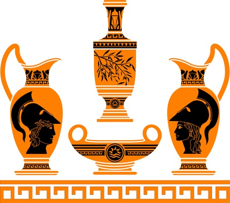 set of hellenic vases. stencils. のイラスト素材
