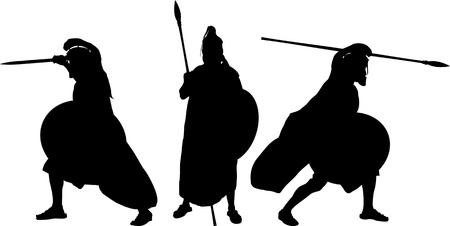 silhouettes of ancient warriors. vector illustrationのイラスト素材