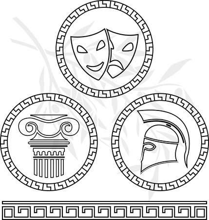 stencils of hellenic images. vector illustrationのイラスト素材