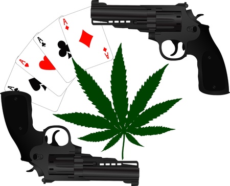 cards, hemp and two pistols のイラスト素材