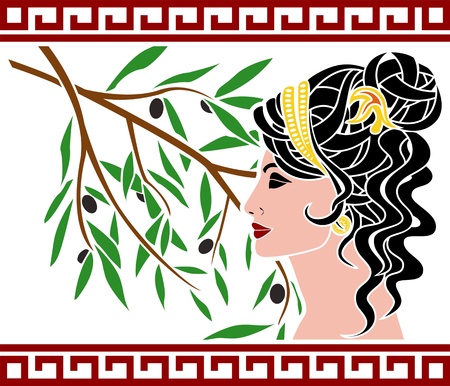 Aphrodite and olive branch.のイラスト素材