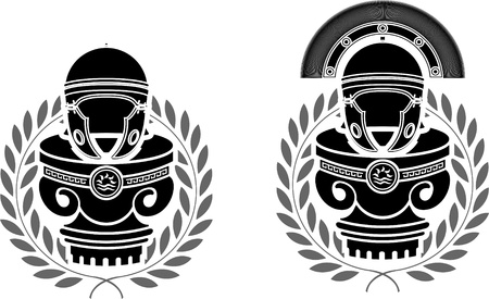 pedestals of roman helmets  stencils  second variant  illustrationのイラスト素材