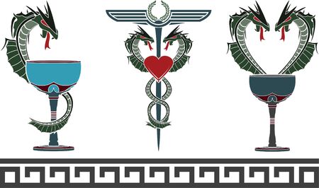 set of fantasy medical and pharmacy symbols  vector illustration のイラスト素材