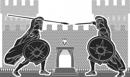 fight of two knights  vector illustration のイラスト素材