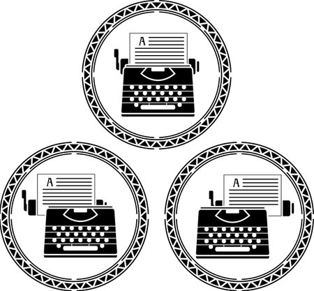 set of typewriters  stencils illustrationのイラスト素材