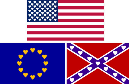 flags with hearts  vector illustrationのイラスト素材