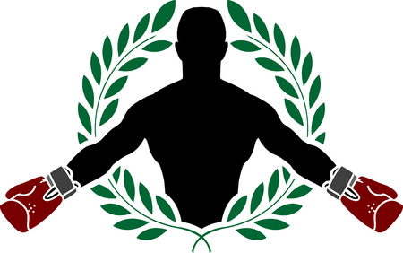 boxer and laurel wreath. vector illustrationのイラスト素材