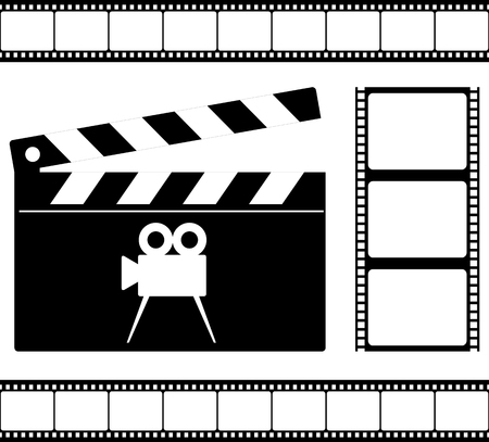 clapper board and film. vector illustrationのイラスト素材