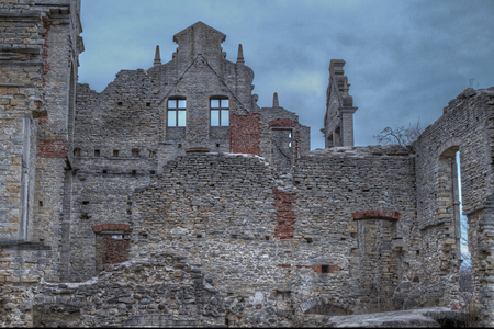 castle ruins in haapsalu city, estoniaの写真素材