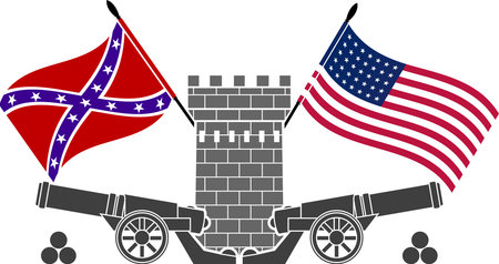 american civil war. stencil. eighth variant. vector illustrationのイラスト素材