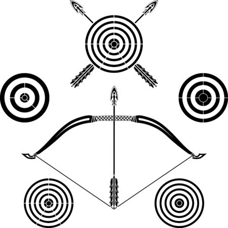 bow and targets. second variant. stencils. illustrationのイラスト素材