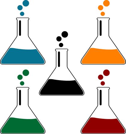 set of laboratory flasks. illustrationのイラスト素材
