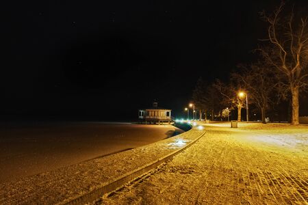 nightly promenad in haapsalu, estoniaの写真素材