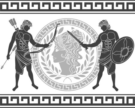trojan war. fifth variant. vector illustration for designのイラスト素材