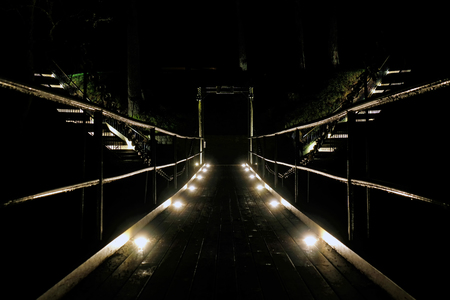 night bridge and beautiful lightsの写真素材
