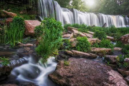 beautiful waterfall in summer in EstoniaÑ Keila Joaの写真素材