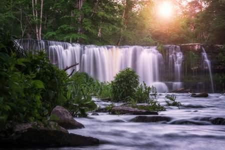 unusual fabulous view of a beautiful waterfall