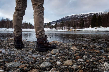 stunningly beautiful winter view of Norwegian natureの写真素材