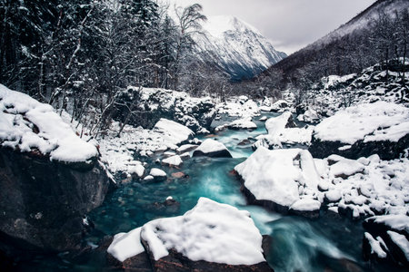 stunningly beautiful winter view of the Norwegian nature