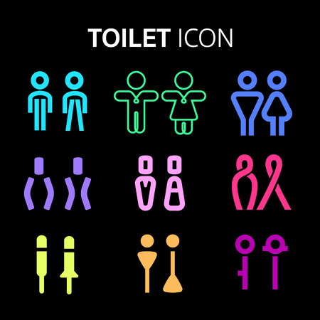 colourful WC sign on blackのイラスト素材