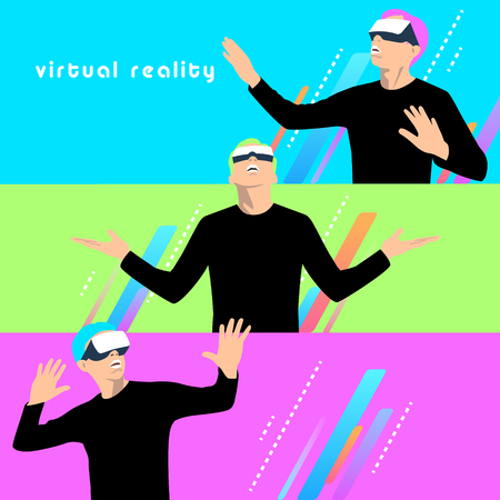 Man in virtual reality headsetのイラスト素材