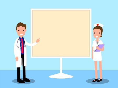 Doctor and nurse presentation board.のイラスト素材