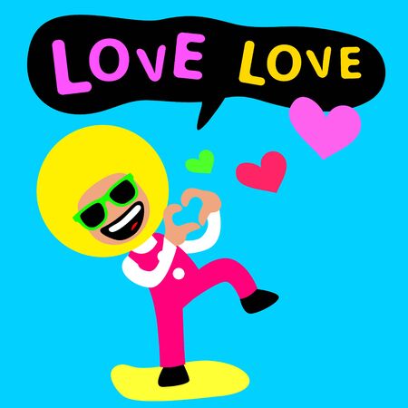 happy afro man in loveのイラスト素材