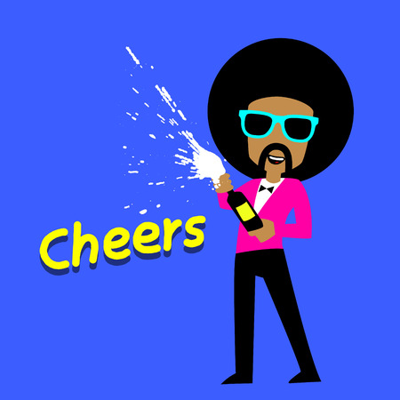 happy afro man celebrate partyのイラスト素材