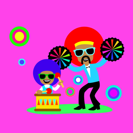 happy afro cheer up actionのイラスト素材