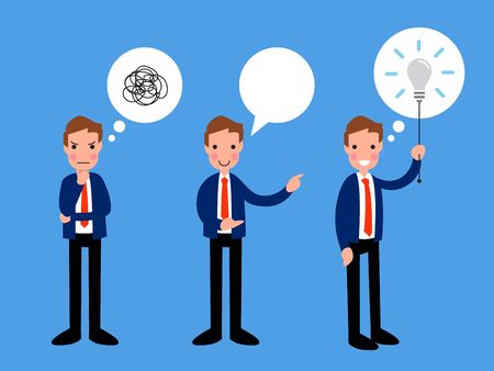 Businessman thinking about problem and get good ideaのイラスト素材