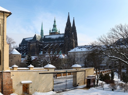 Prague Castle - Hradcany in winter with snowの写真素材