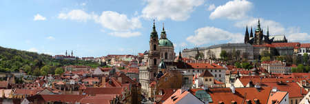 Panoramic photo of Lesser Town in Prague, view from Lesser Town Bridge Tower in springのeditorial素材