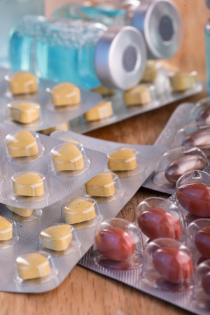 studio photo medical drugs to treat people on  backgroundの写真素材