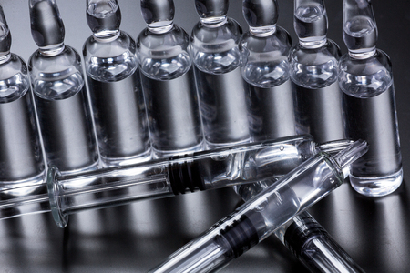 Studio photo medical ampoules on a black backgroundの写真素材