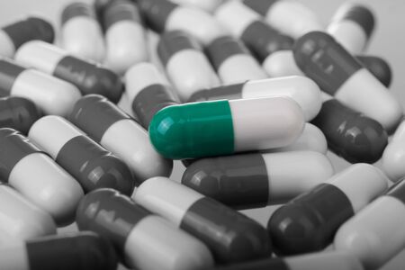 Macro of background made from pills and capsulesの写真素材