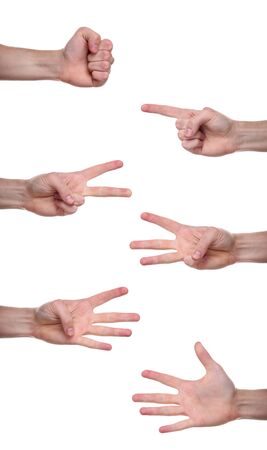 hand gesture isolated on white backgroundの写真素材