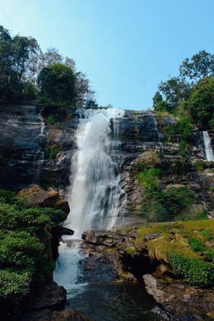 Wachirathan Waterfall at Doi Inthanon National Park, Mae Chaem District, Chiang Mai Province,...