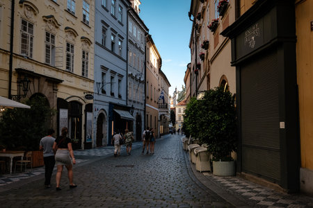 Prague, Czechia - 10.08.2019. The architecture of the old city of Prague. Ancient buildings, cozy streets.のeditorial素材