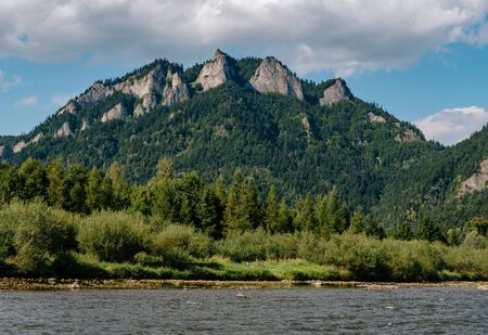 The Dunajec River in Poland. Mountains landscape. Sceneric view of majestic mountains during summer day. High Tatra Mountainsの写真素材