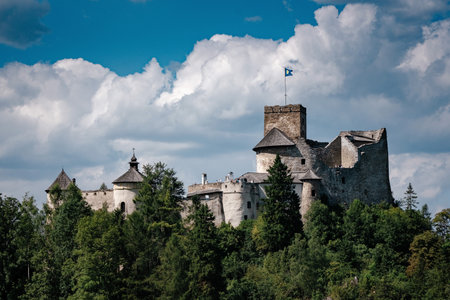 Beautiful old castle on a rock above the river. Castle Niedzica, Tatra, Polandのeditorial素材