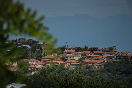 Sighnaghi panoramic view, Kakheti region of Georgia. A popular place among tourists. City of love...