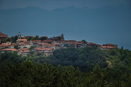 Sighnaghi panoramic view, Kakheti region of Georgia. A popular place among tourists. City of love...