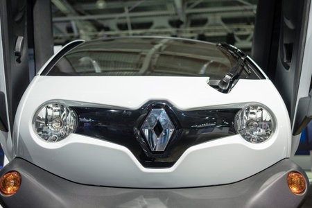 MOSCOW, SEPTEMBER 31, 2018: The newest Renault Twizy electro car on automotive exhibition stand on...