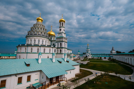 NEW JERUSALEM, ISTRA, RUSSIA - SEPTEMBER 4, 2019: Gate Church of the Lord's Entrance into Jerusalem. Resurrection New Jerusalem Stauropegial Monastery. The city of Istra. Moscow region. bright photoのeditorial素材