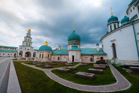 NEW JERUSALEM, ISTRA, RUSSIA - SEPTEMBER 4, 2019: Gate Church of the Lord's Entrance into Jerusalem. Resurrection New Jerusalem Stauropegial Monastery. The city of Istra. Moscow region. bright photoの写真素材