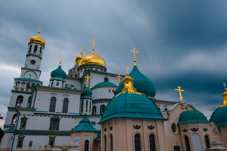 NEW JERUSALEM, ISTRA, RUSSIA - SEPTEMBER 4, 2019: Gate Church of the Lord's Entrance into Jerusalem. Resurrection New Jerusalem Stauropegial Monastery. The city of Istra. Moscow region. bright photoのeditorial素材